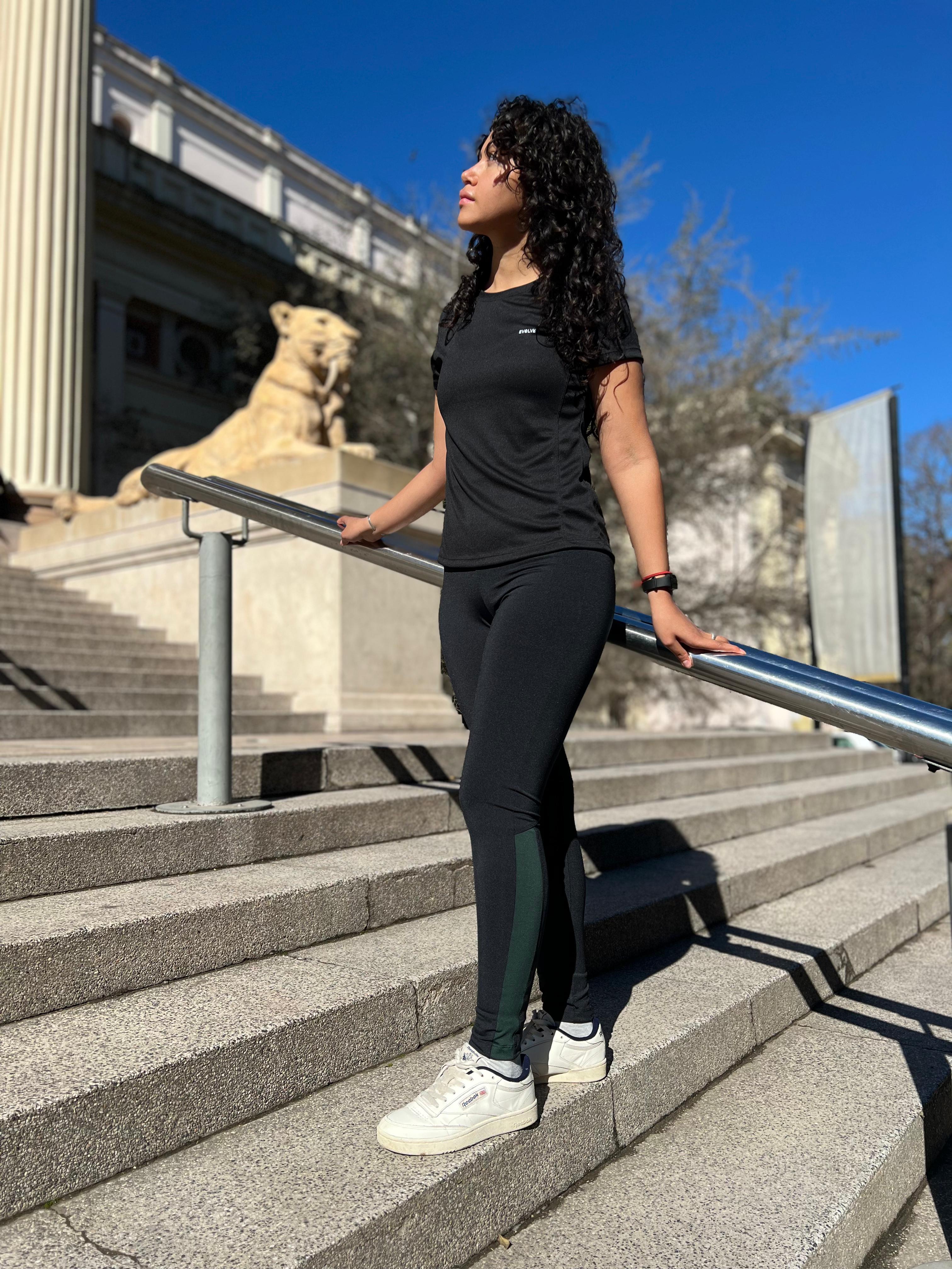 Calza Impact Combinada Negro/Verde